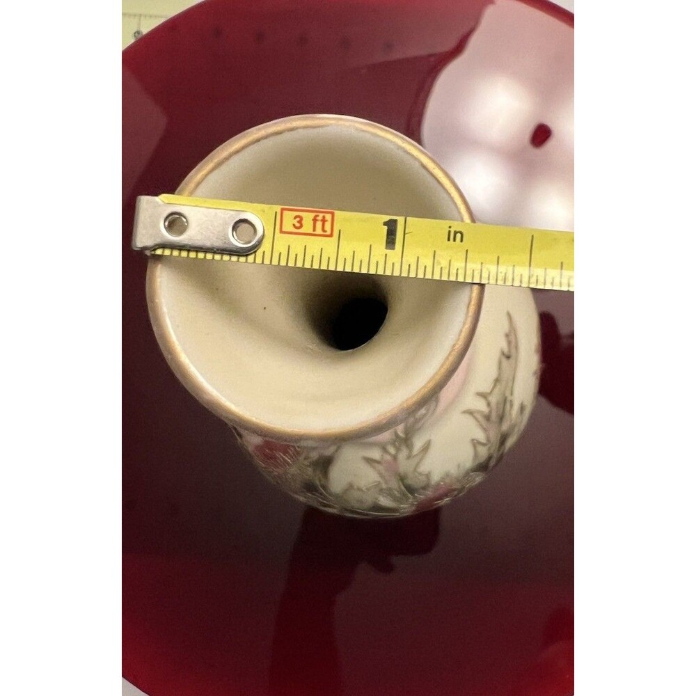 VTG Hand Painted Satin Finish Porcelain  Vase Gold Accented Thistle EUC - Picture 9 of 9